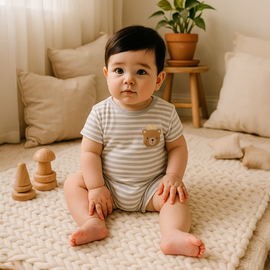 BLUE AND WHITE STRIPES RIBBED JUMPSUIT