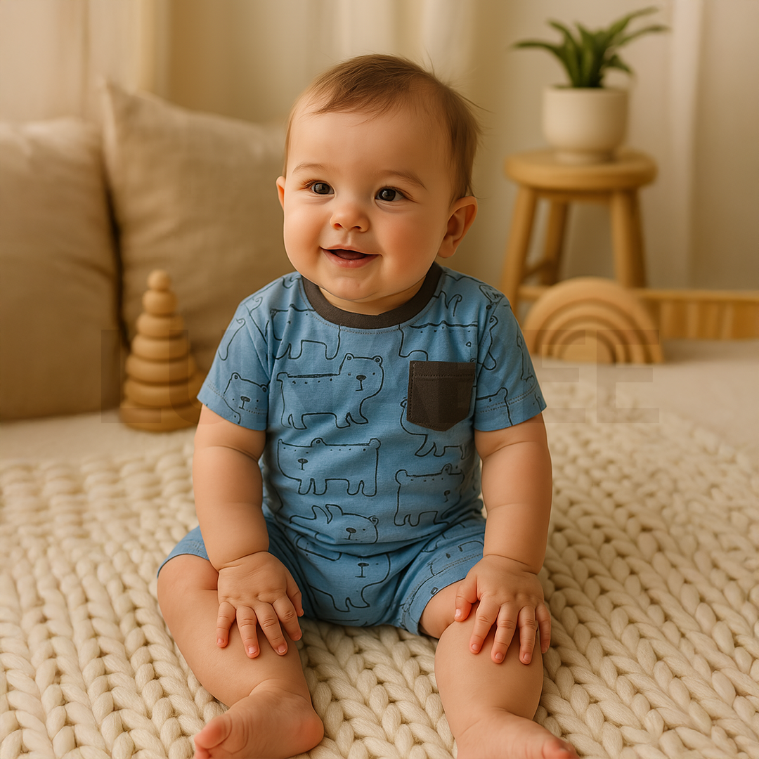 BLUE PATTERNED JUMPSUIT