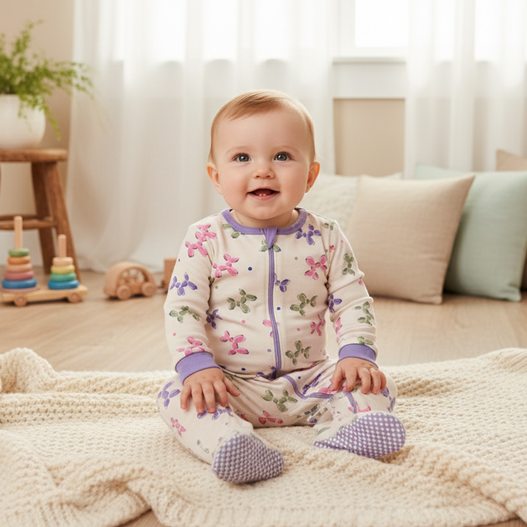LAVENDER PATTERNED SLEEPSUIT