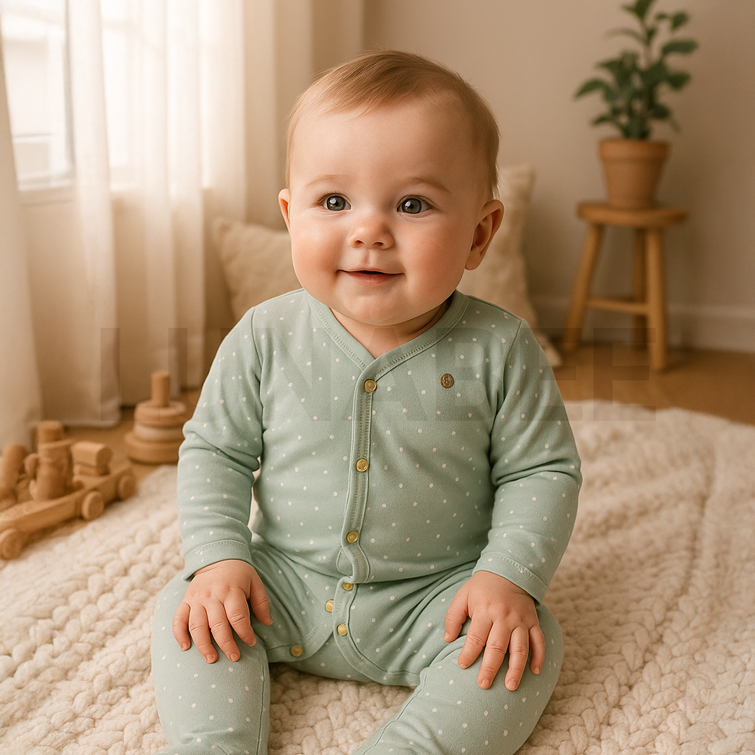 SAGE GREEN STAR PATTERNED ROMPER