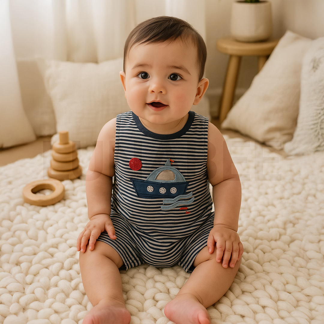 SLEEVLES STRIPED JUMPSUIT