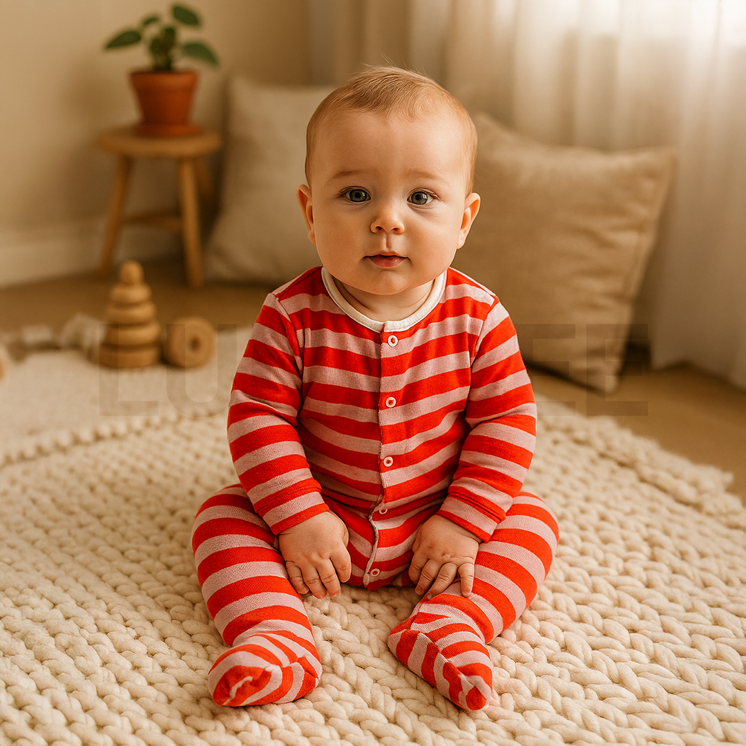 ORANGE STRIPED SLEEPSUIT