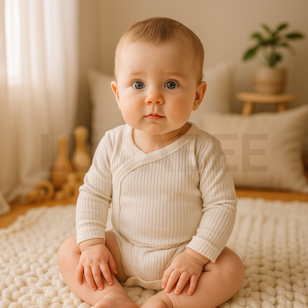 OFF WHITE RIBBED WRAP ONESIE