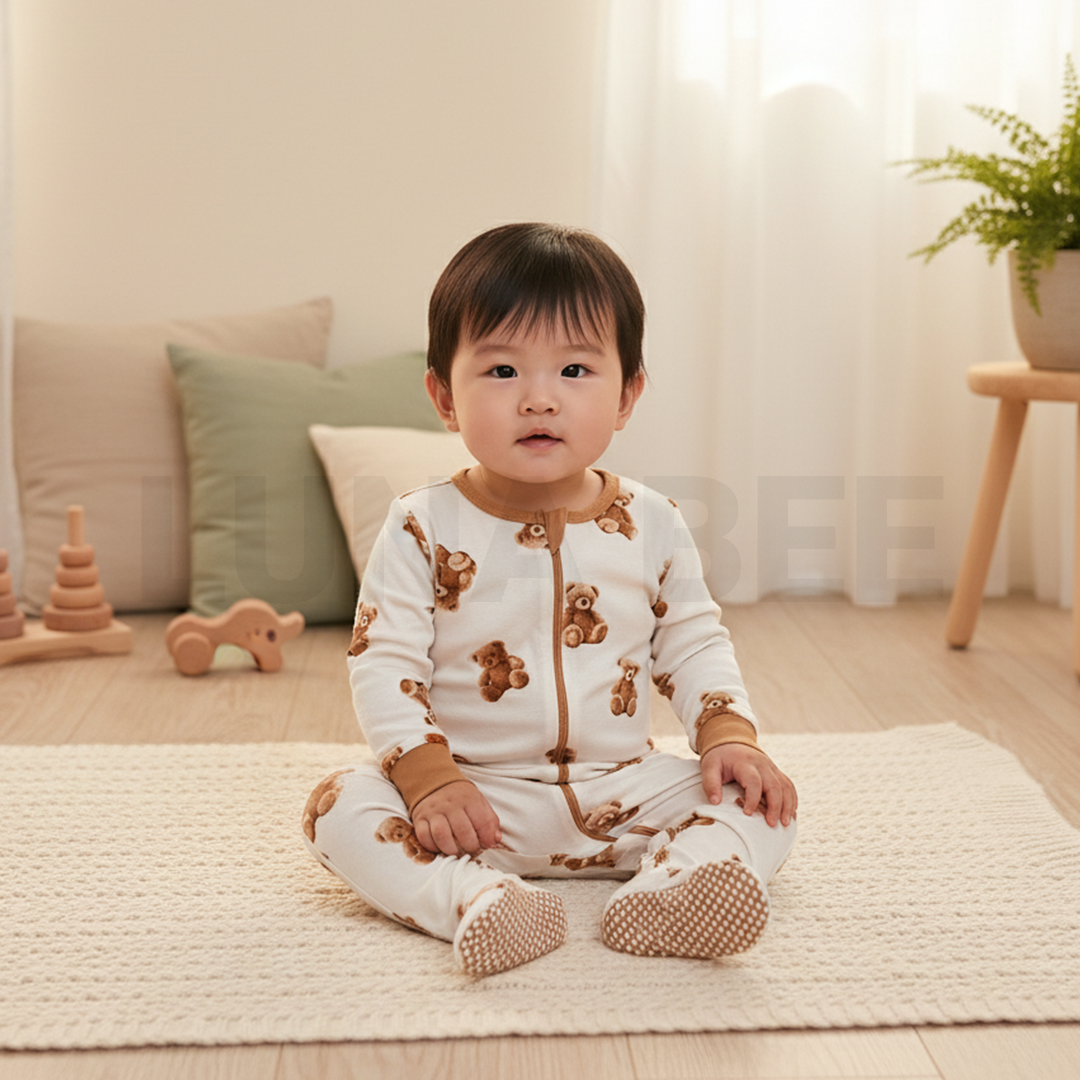 TEADDY PRINTED SLIM FITTED SLEEPSUIT