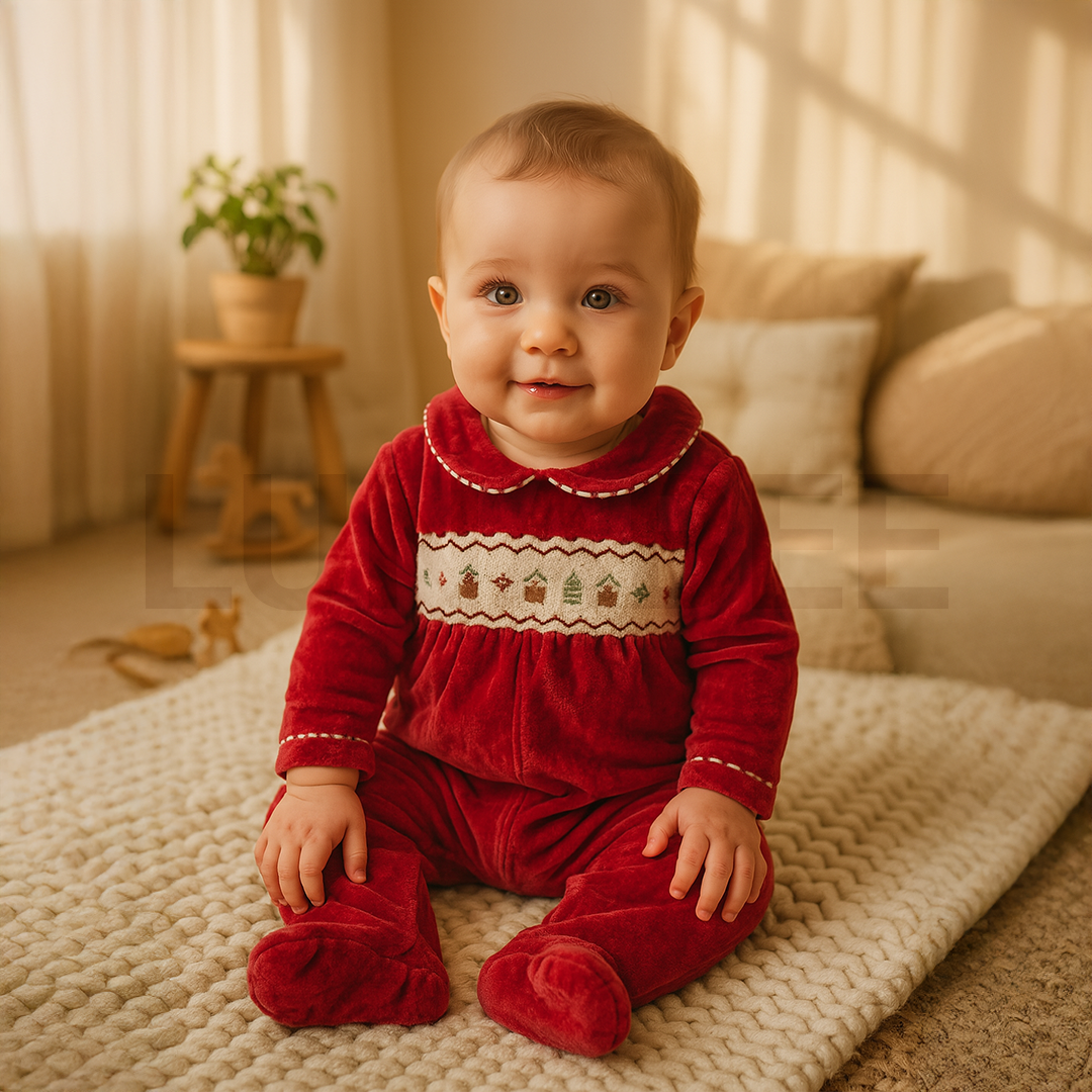RED VELVET MATERIAL SLEEPSUIT