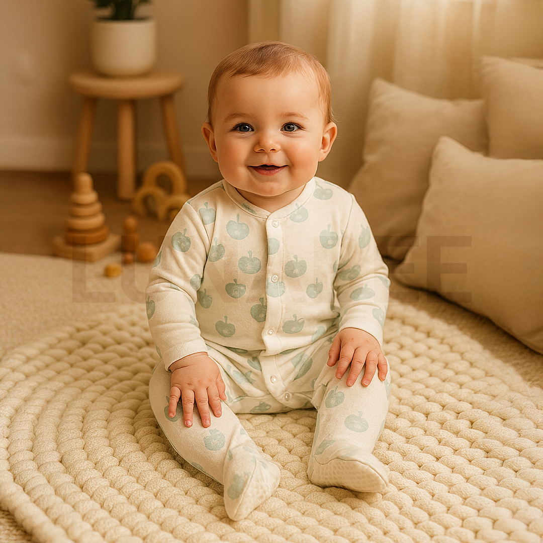 GREEN APPLE PRINTED SLEEPSUIT