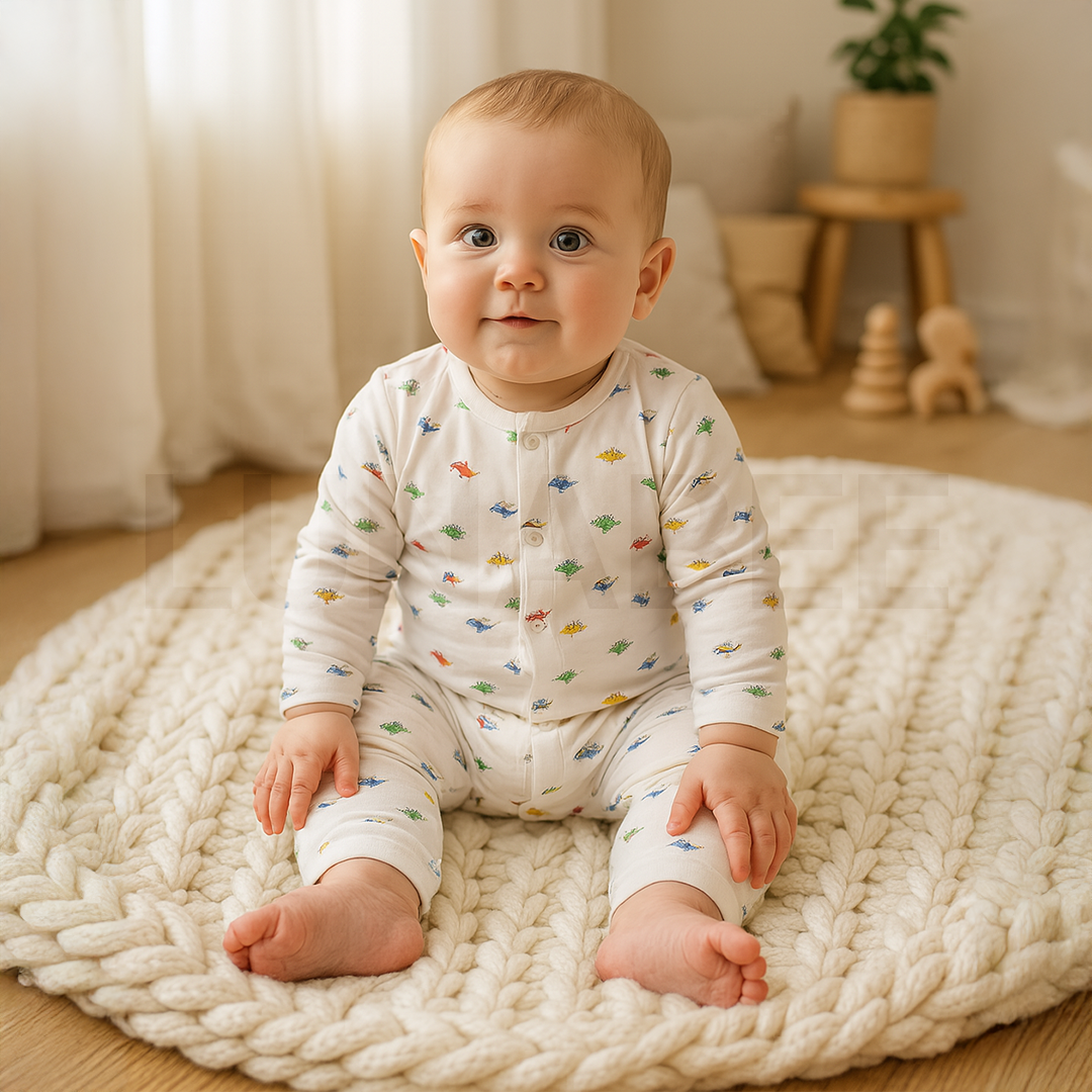 WHITE ANIMAL PRINTED ROMPER