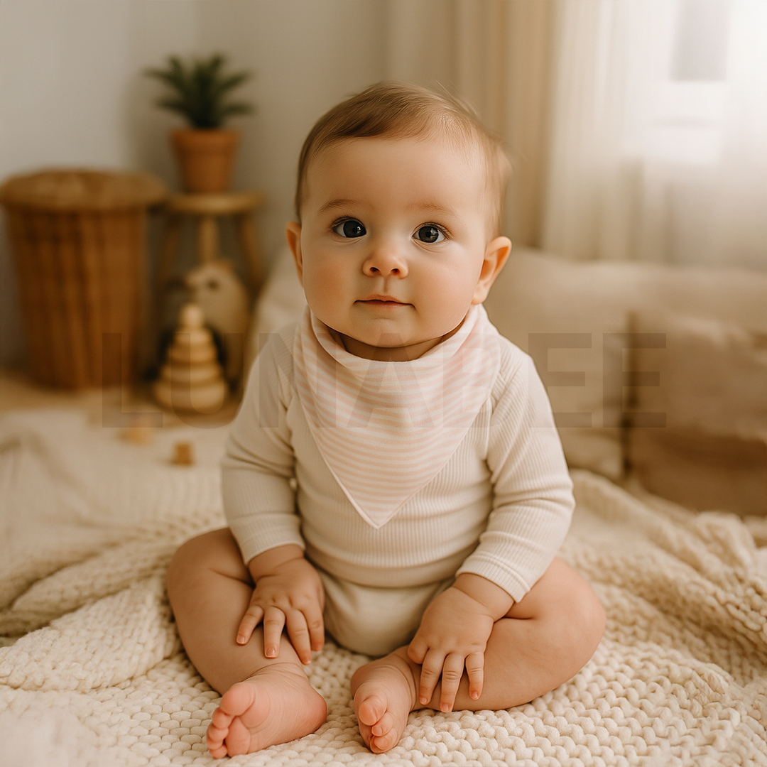 PINK STRIPED BANDANA BIBS