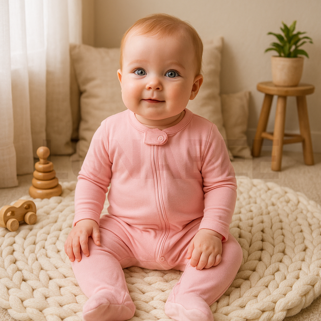 PINK PEACH ZIPPER SLEEPSUIT