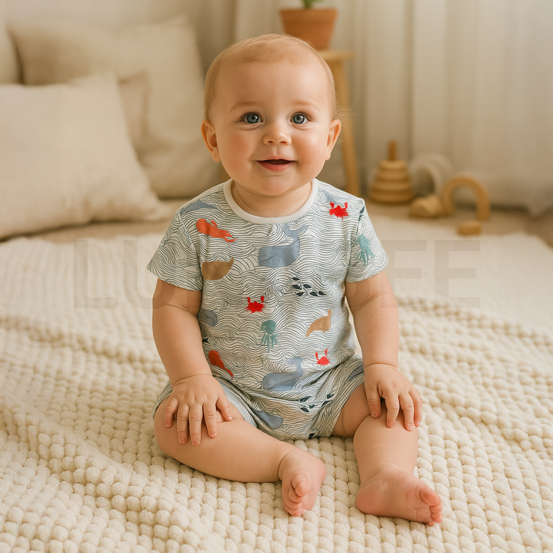 BLUE OCEAN PATTERNED JUMPSUIT