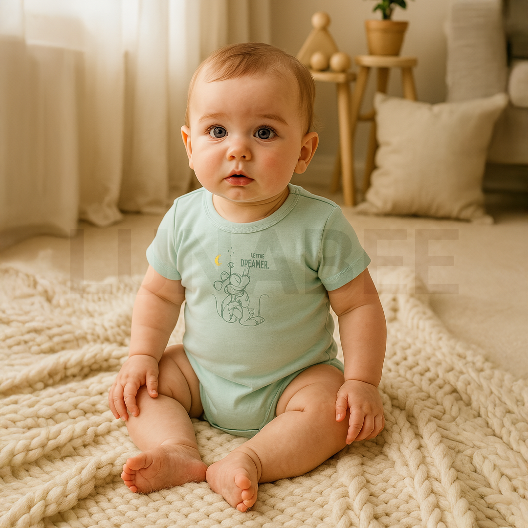PASTEL GREEN PRINTED ONESIE