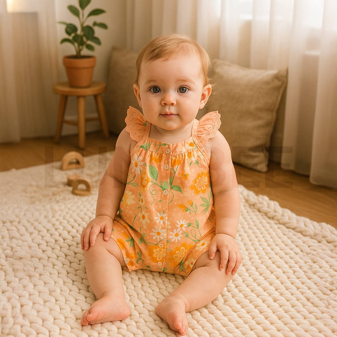 ORANGE FLORAL PRINTED JUMPSUIT
