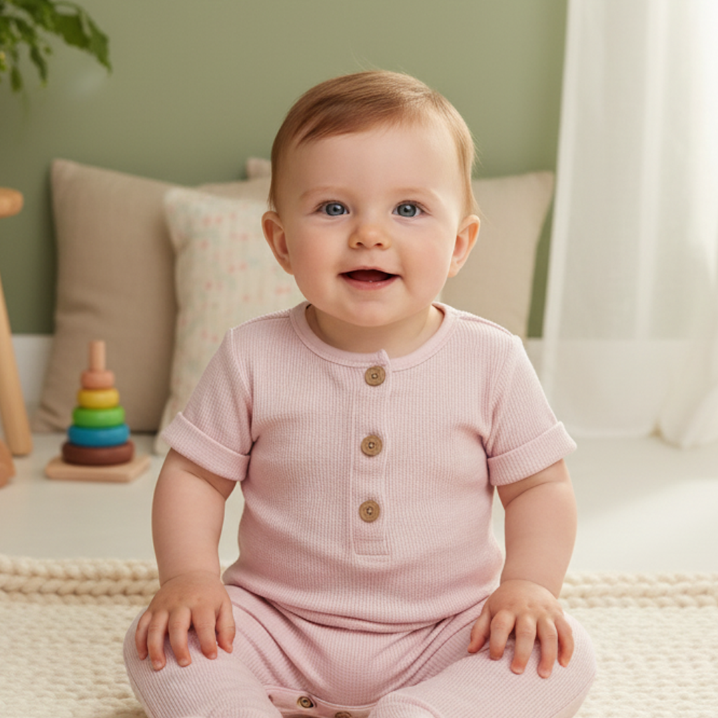 BABY PINK KNITTED ROMPER