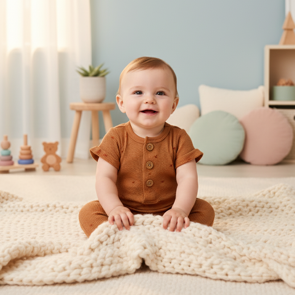TAN BROWN KNITTED ROMPER