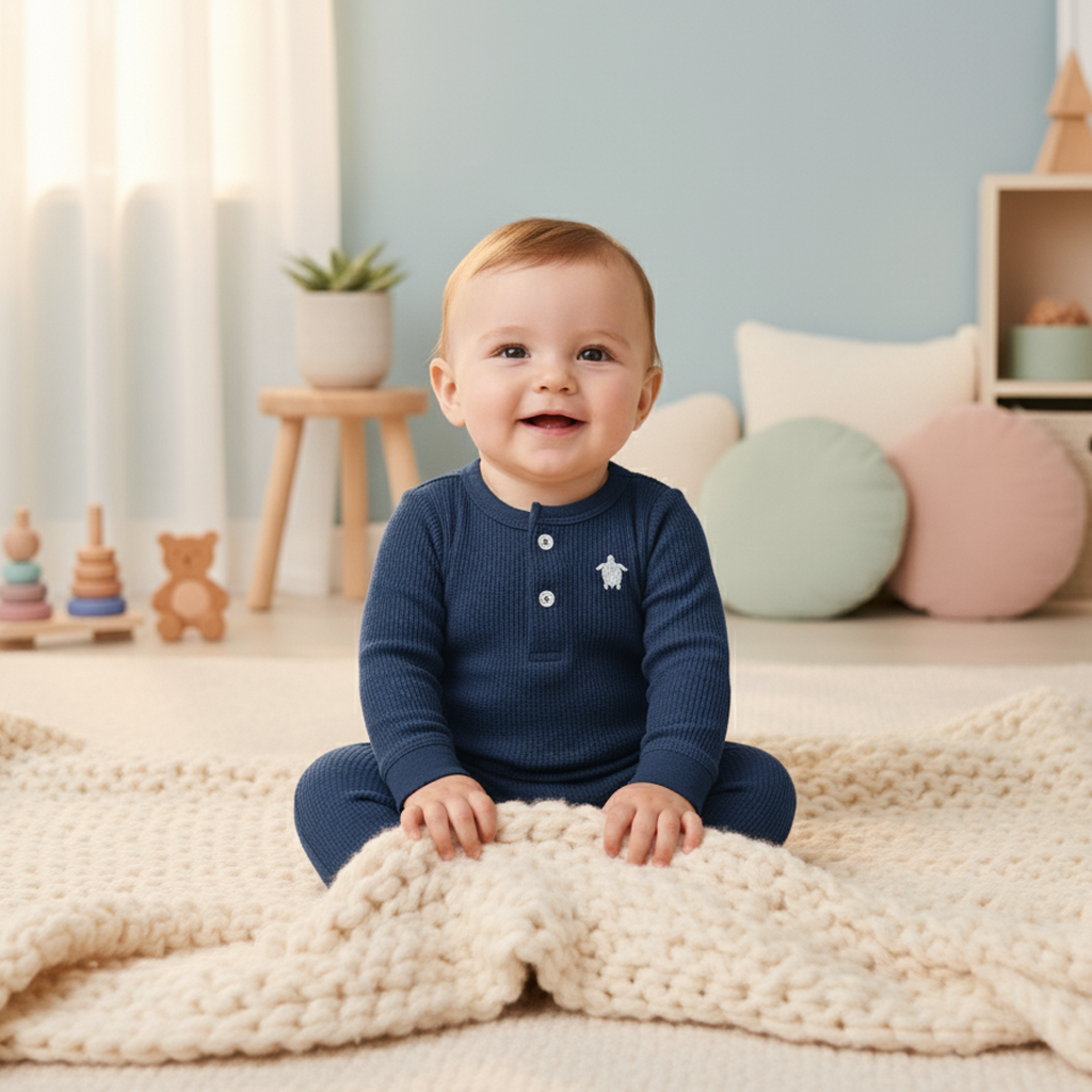 NAVY BLUE KNITTED ROMPER