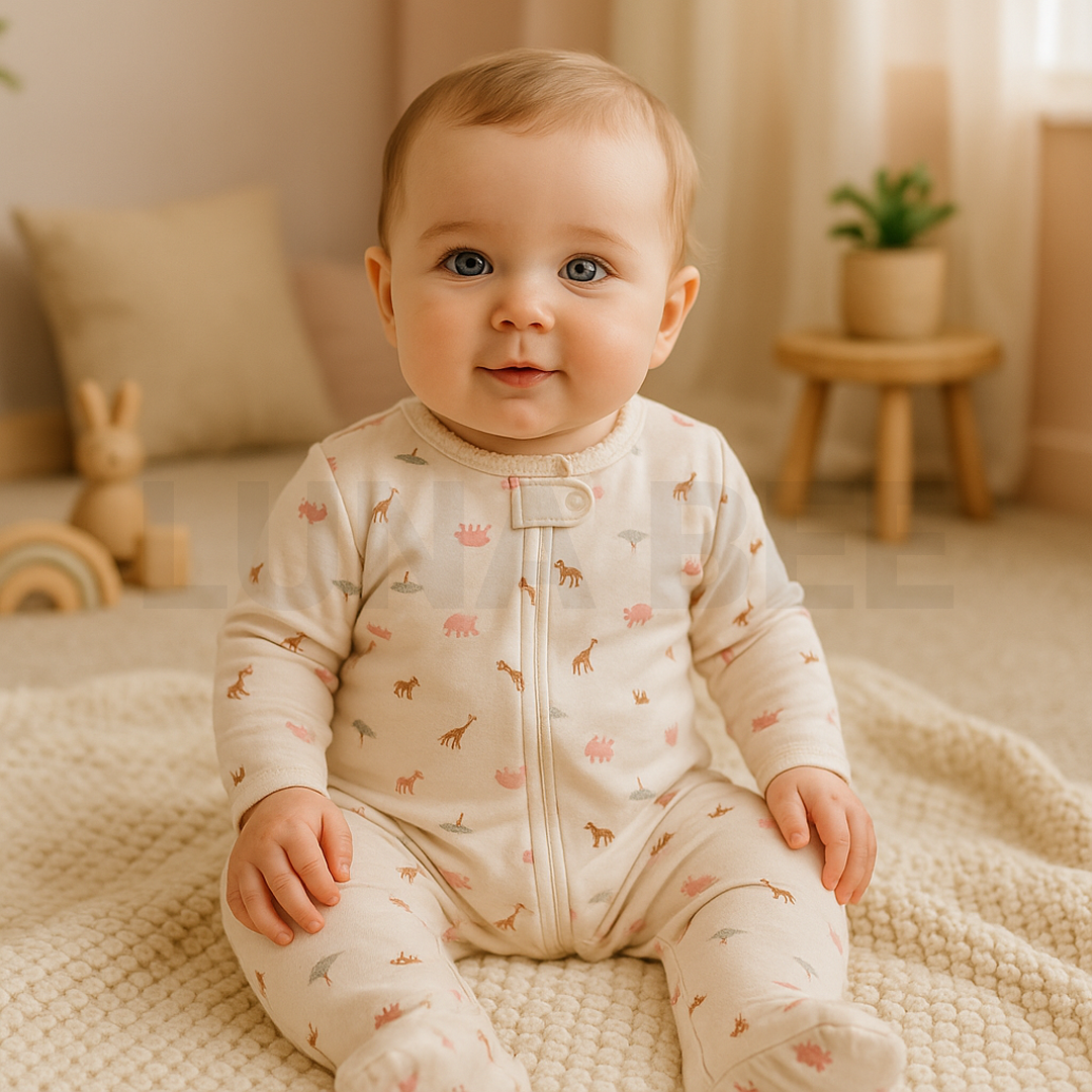OFF WHITE ANIMAL PRINTED SLEEPSUIT