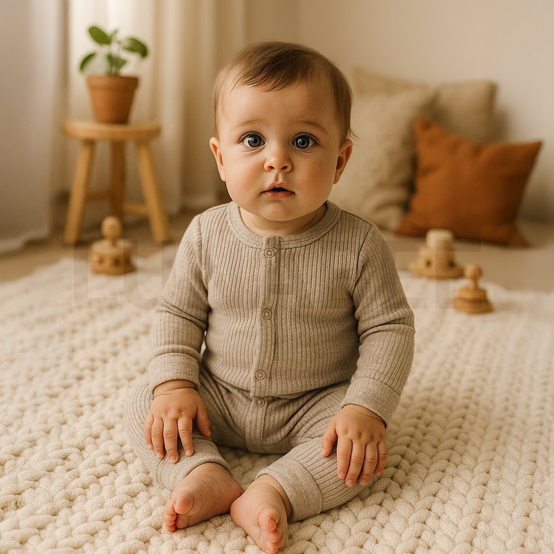 PREMIUM BEIGE RIBBED ROMPER