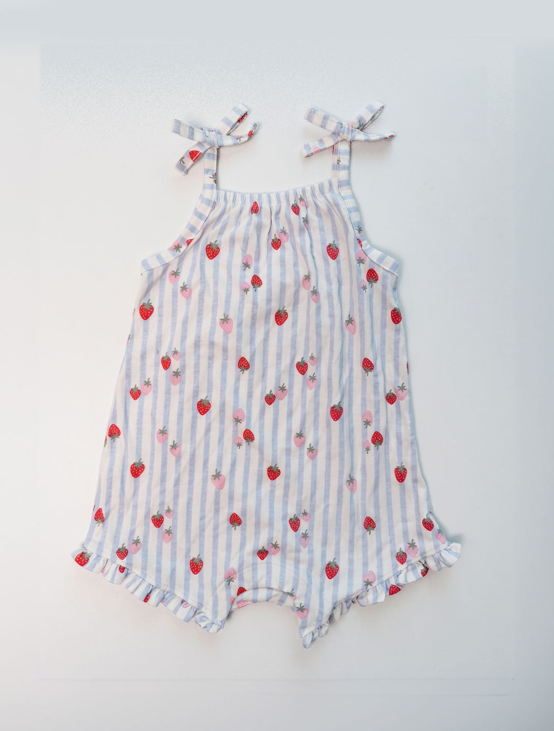 Blue white stripes strawberry printed fancy jumpsuit