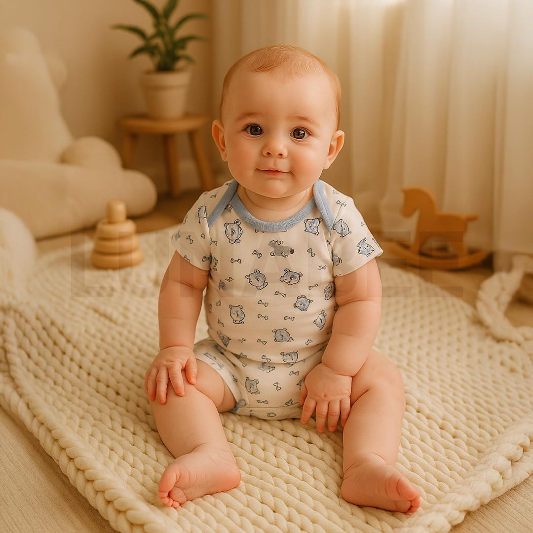 WHITE ANIMAL PRINTED ONESIE