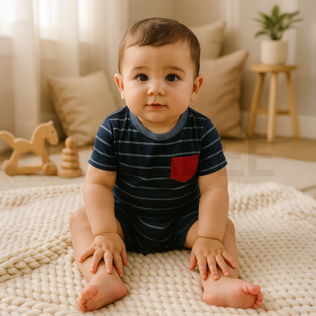 NAVY BLUE STRIPED JUMPSUIT