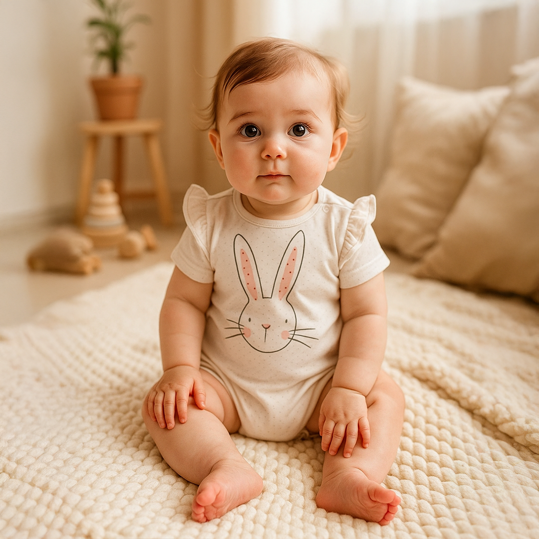 WHITE BUNNY PRINT JUMPSUIT