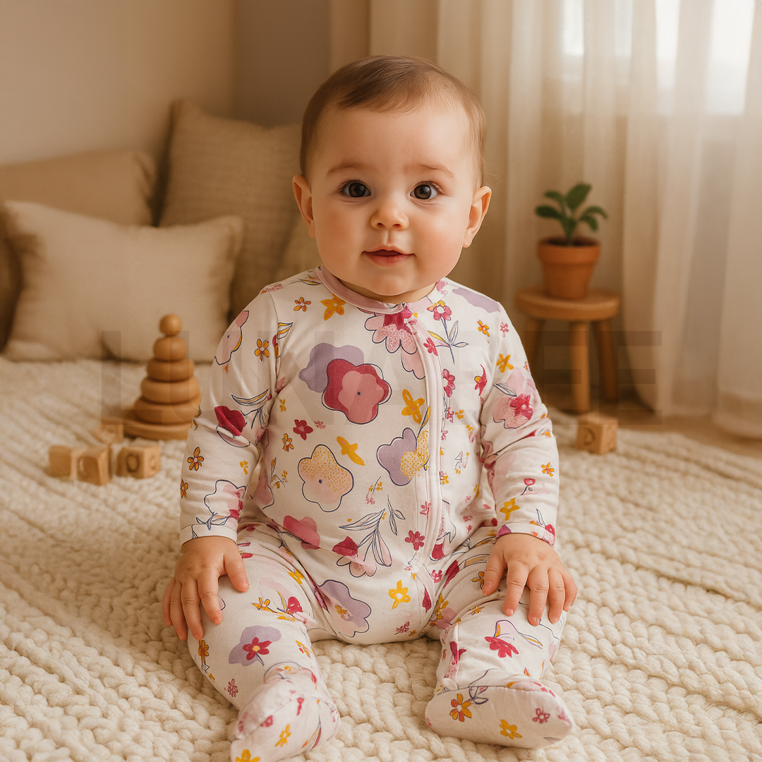 PINK PATTERNED SLEEPSUIT