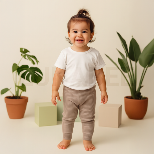 BEIGE CREAM RIBBED COTTON PANTS