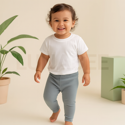 LIGHT BLUE RIBBED COTTON PANTS