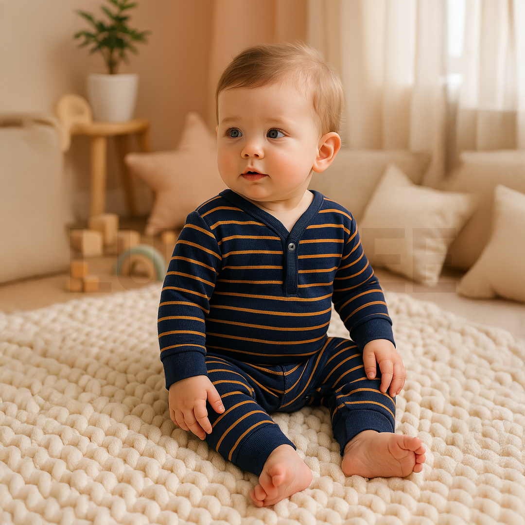 NAVY BLUE STRIPED ROMPER