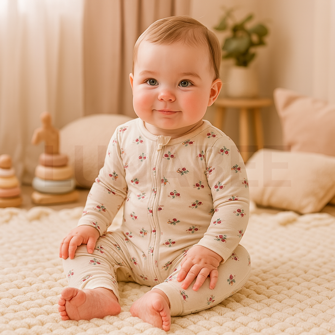 IVORY FLORAL PATTERNED ROMPER