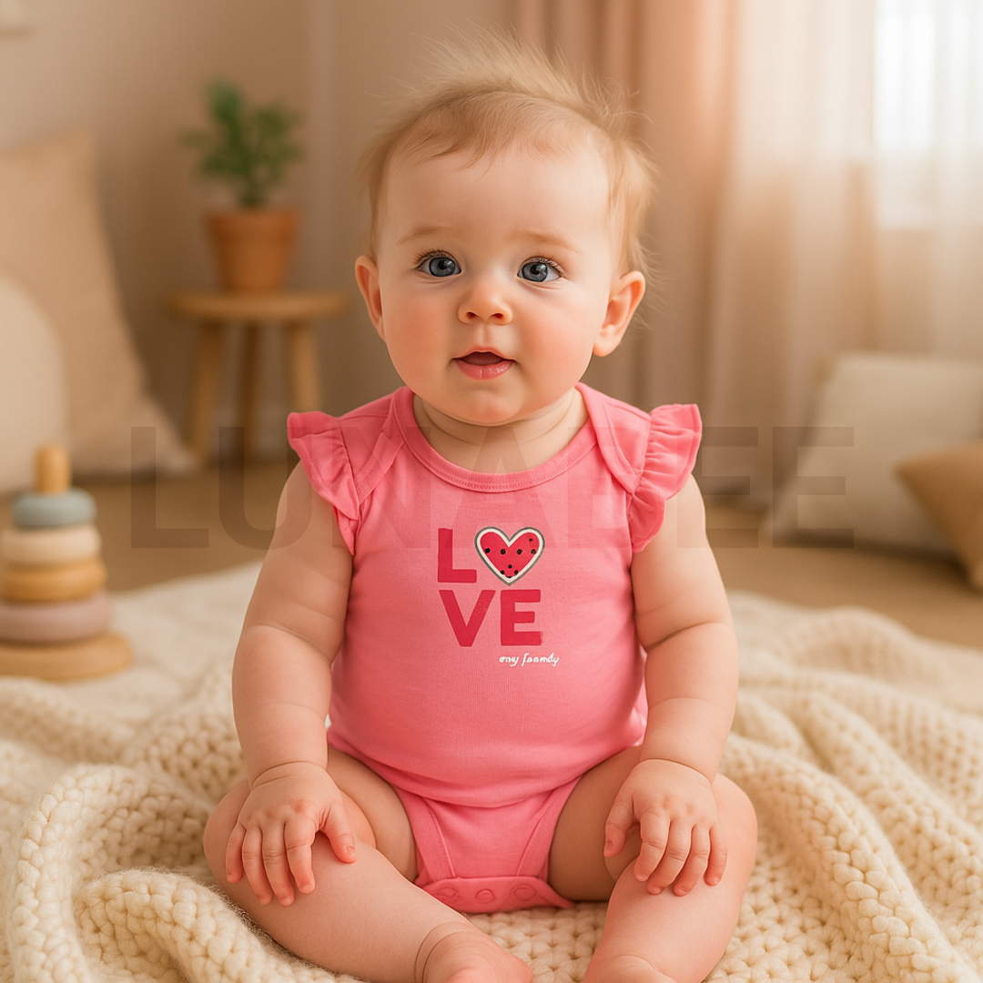 PINK LOVE PRINTED ONESIE
