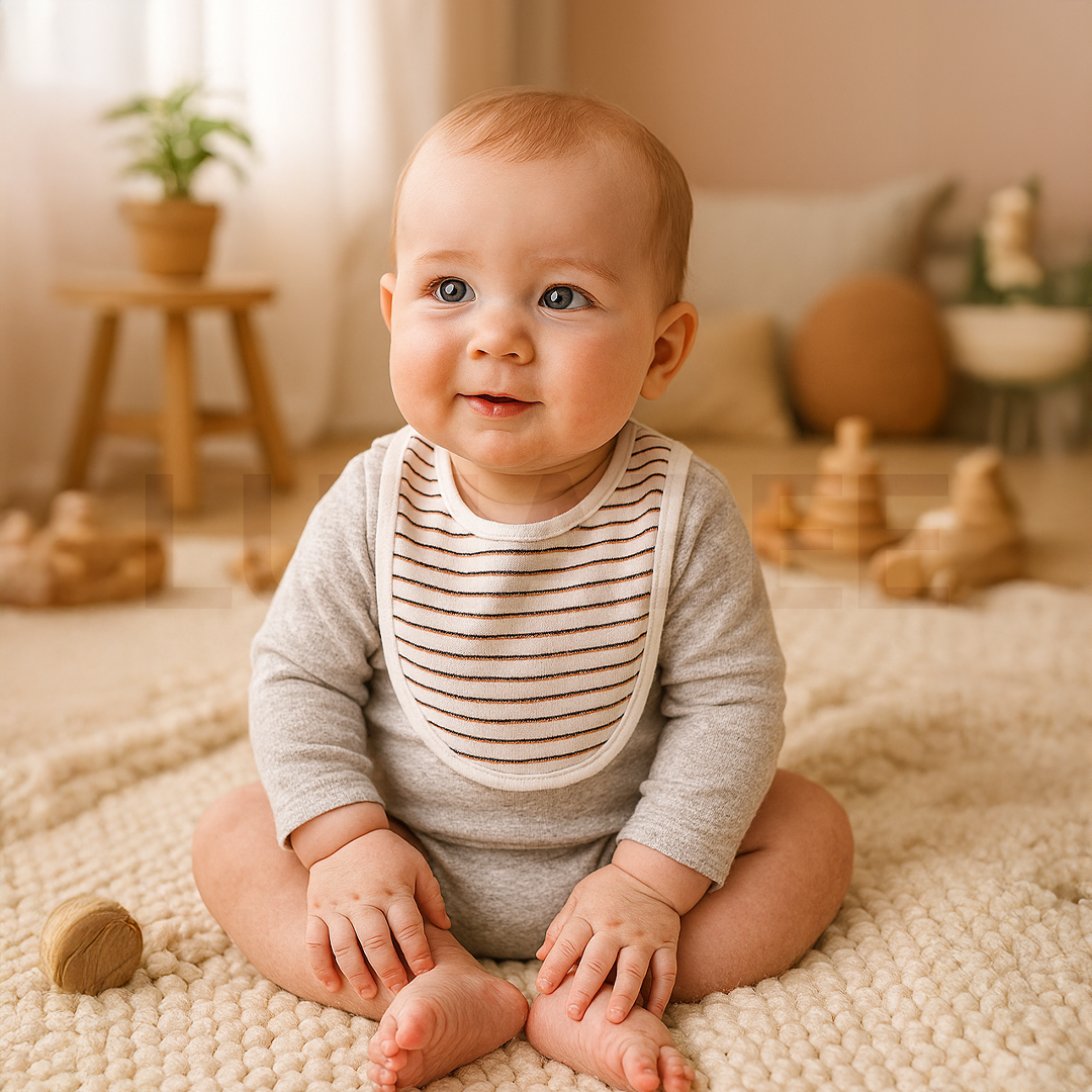 BLUE STRIPED ROUND BIB