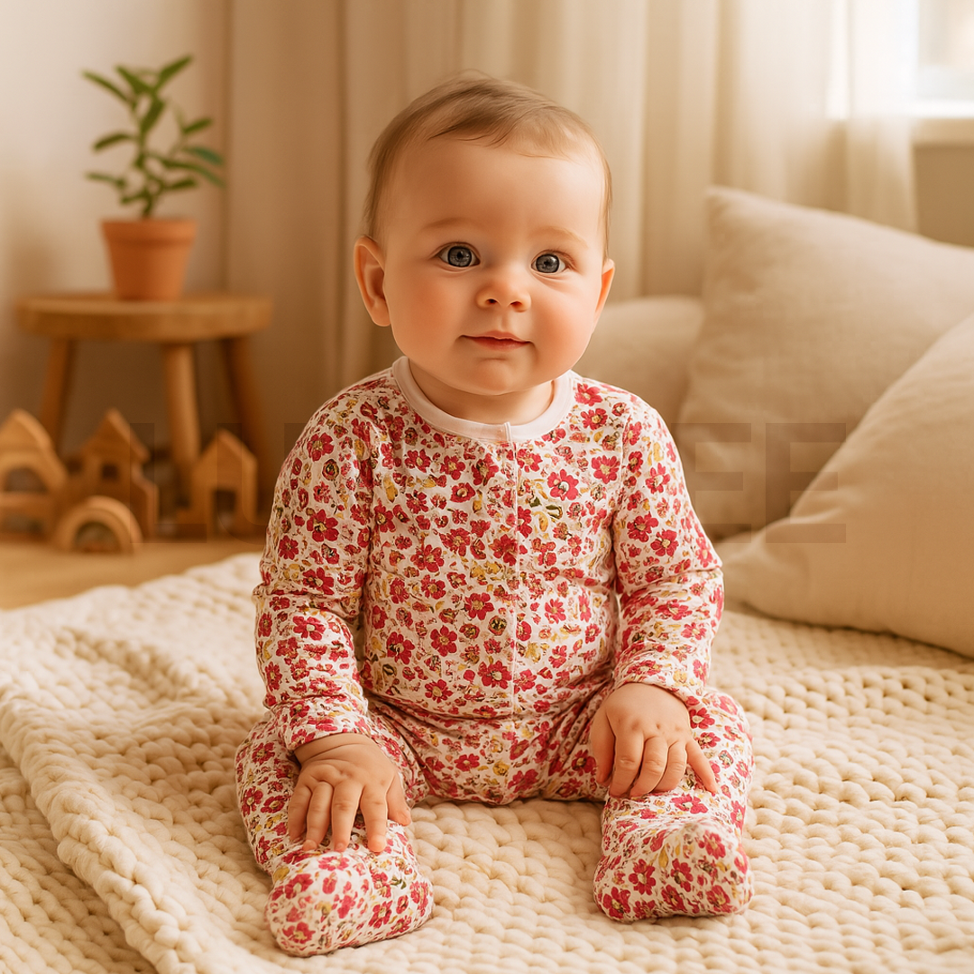 PINK FLORAL PRINTED SLEEPSUIT