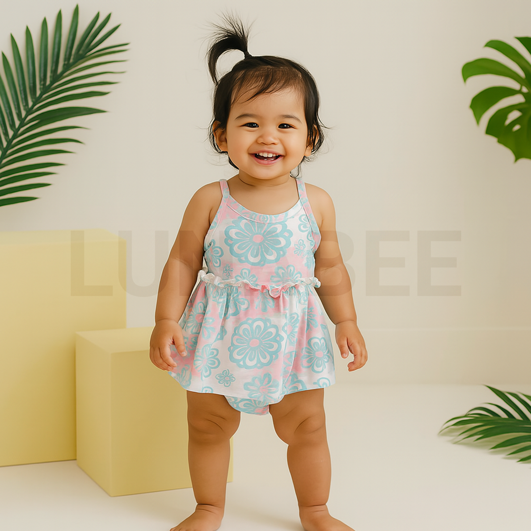 BLUE FLORAL SUNSUIT