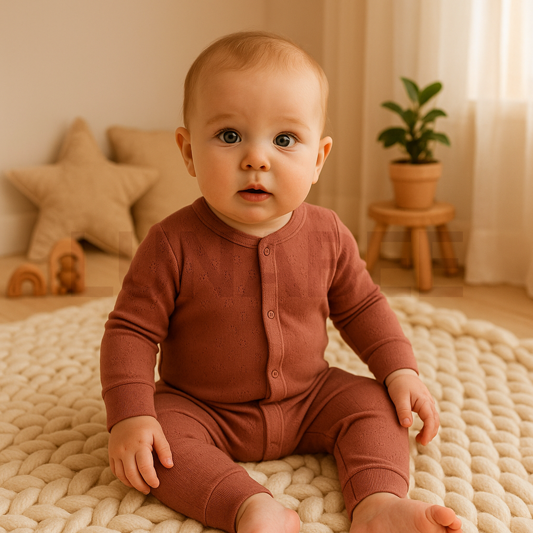 DUSTY BROWN SLIM FIT POINTELLE ROMPER