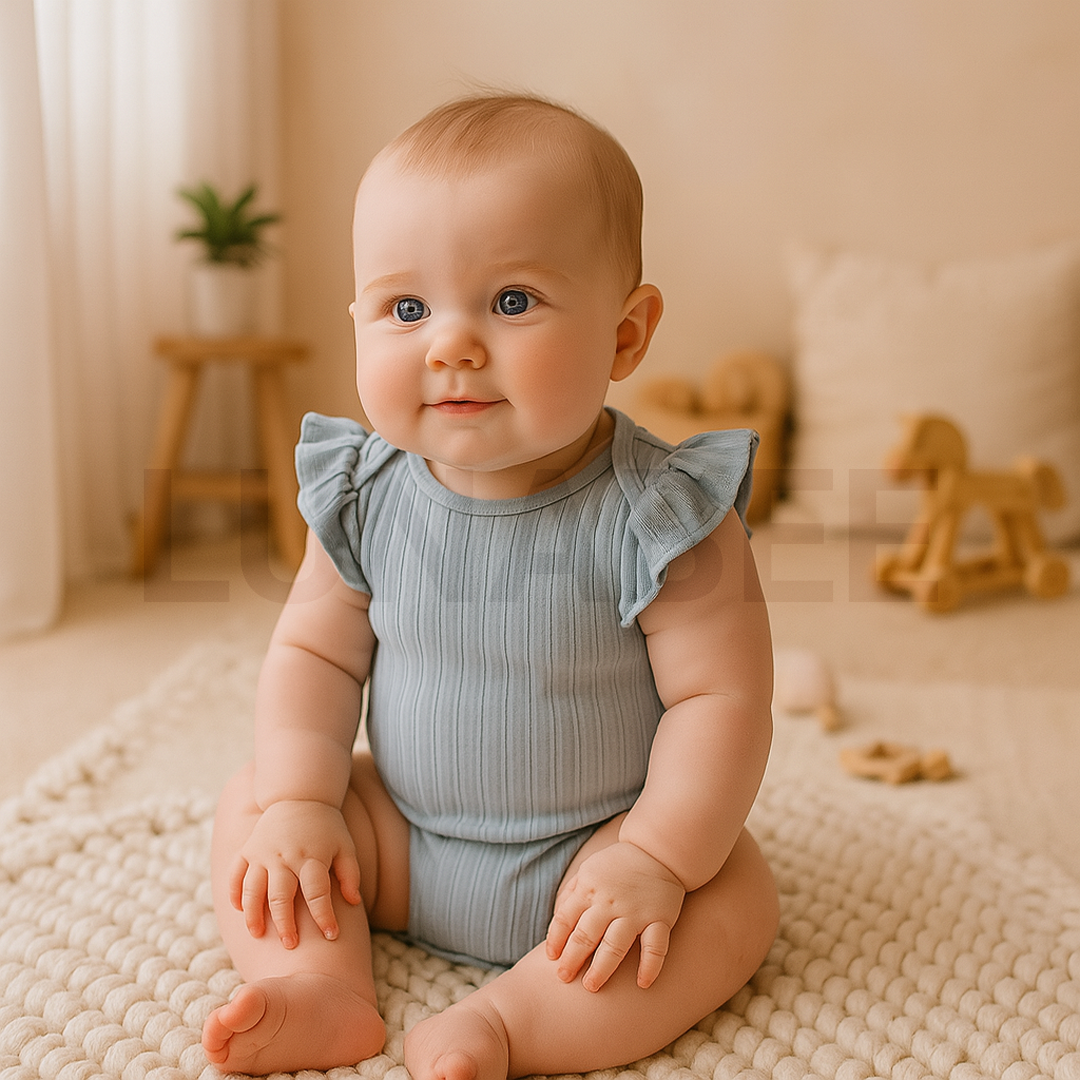 LIGHT BLUE POINTELLE ONESIE
