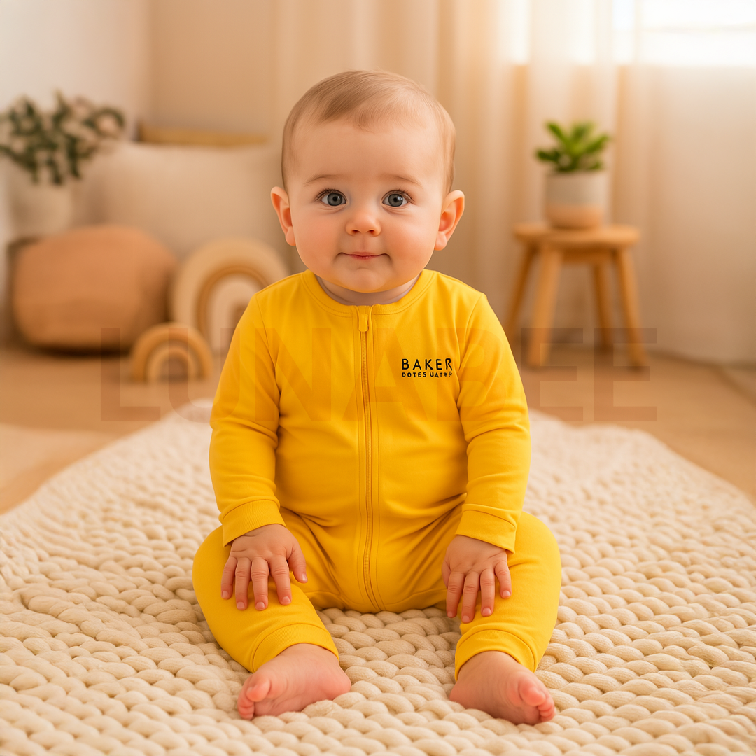 MUSTARD YELLOW PLAIN ZIPPER ROMPER