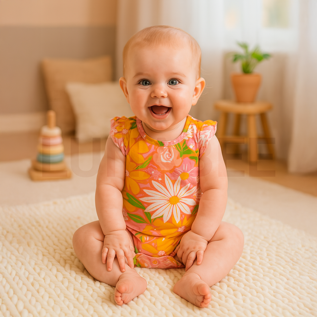 YELLOW FLORAL GIRLS ONESIE
