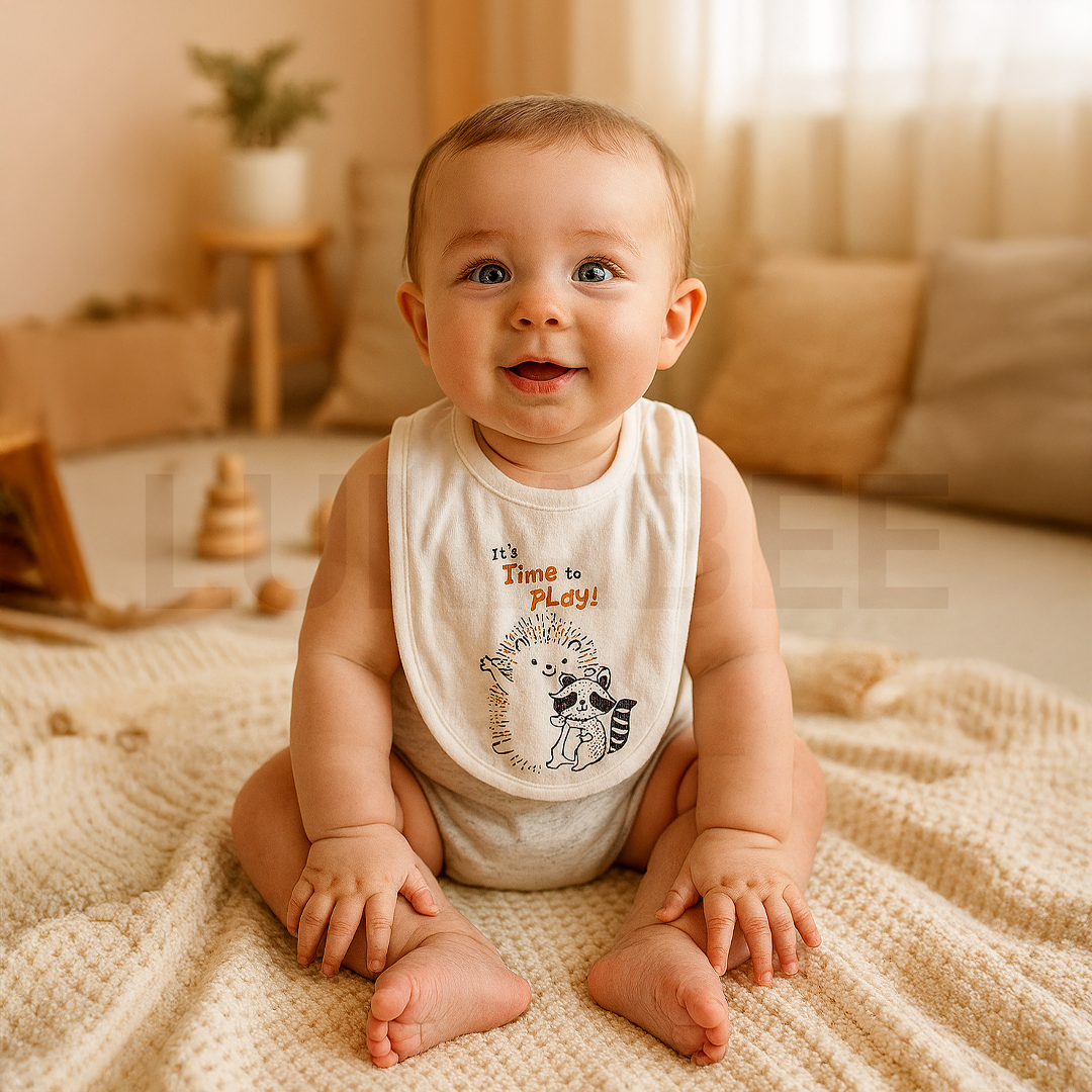 WHITE PRINTED ROUND BIB