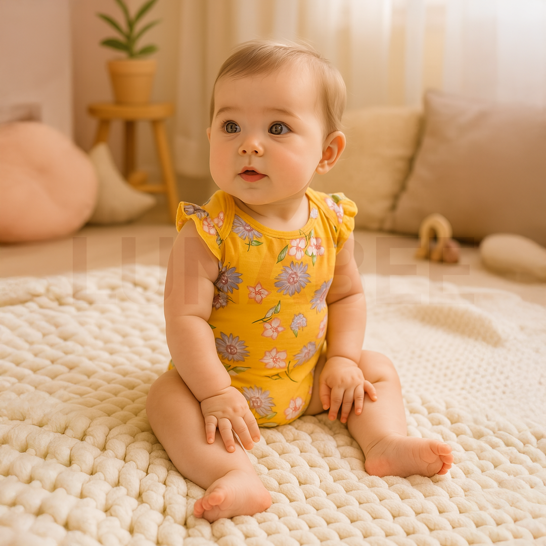 YELLOW FLORAL ONESIE