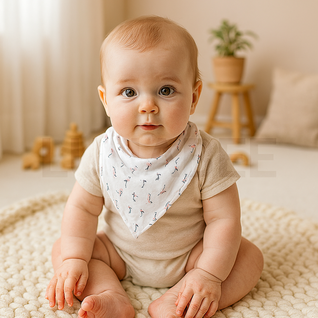 WHITE FLEMINGO PATTERNED BIB