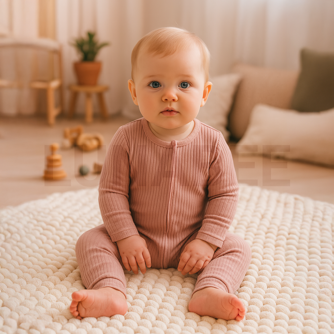 DUSTY PINK RIBBED ROMPER