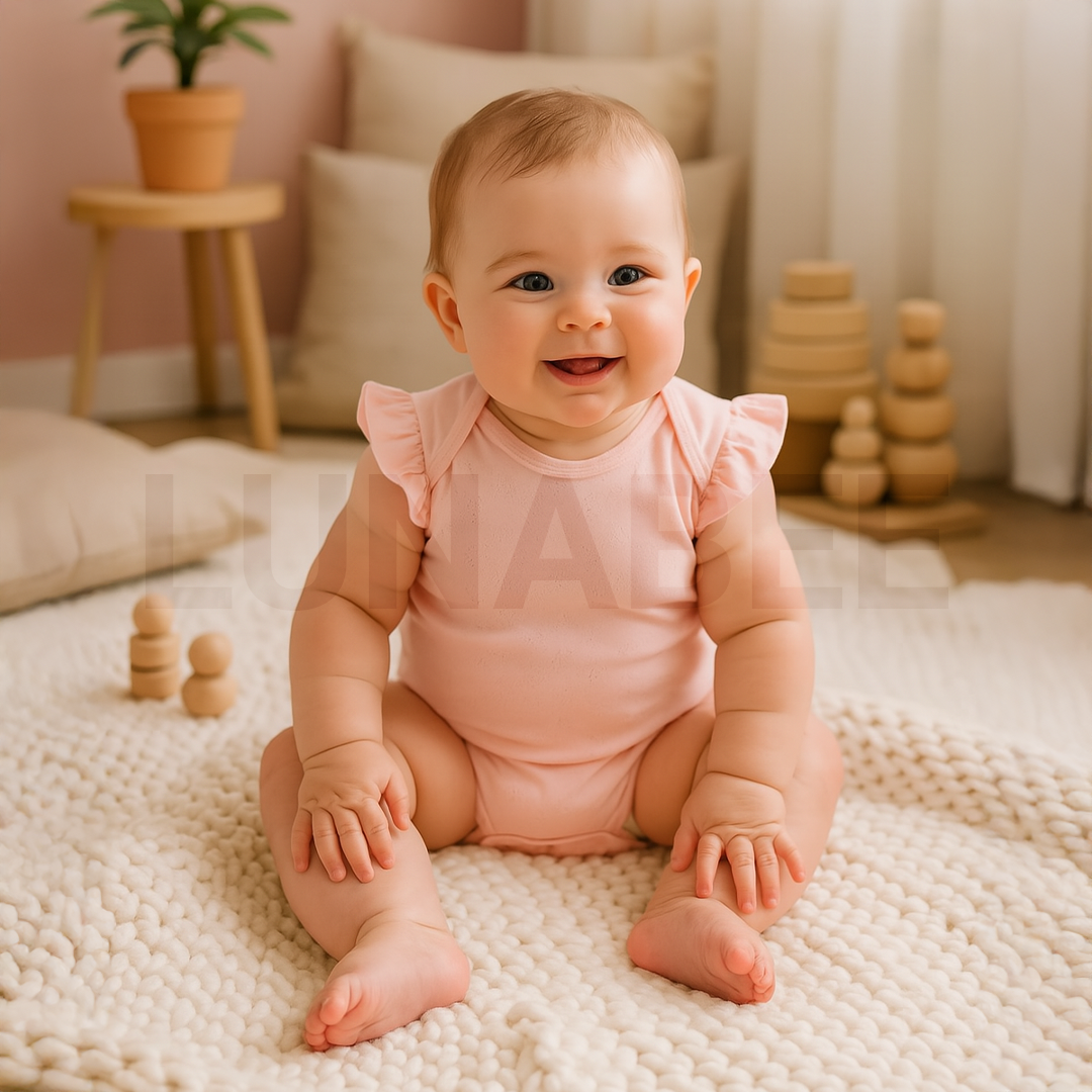 PEACH PINK POINTELLE  ONESIE