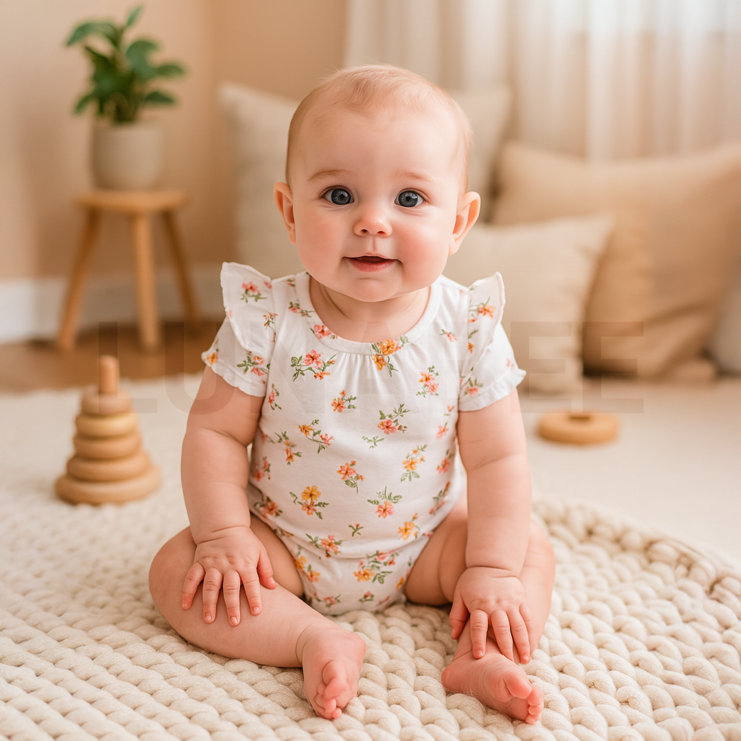 WHITE FLORAL GIRLS ONESIE
