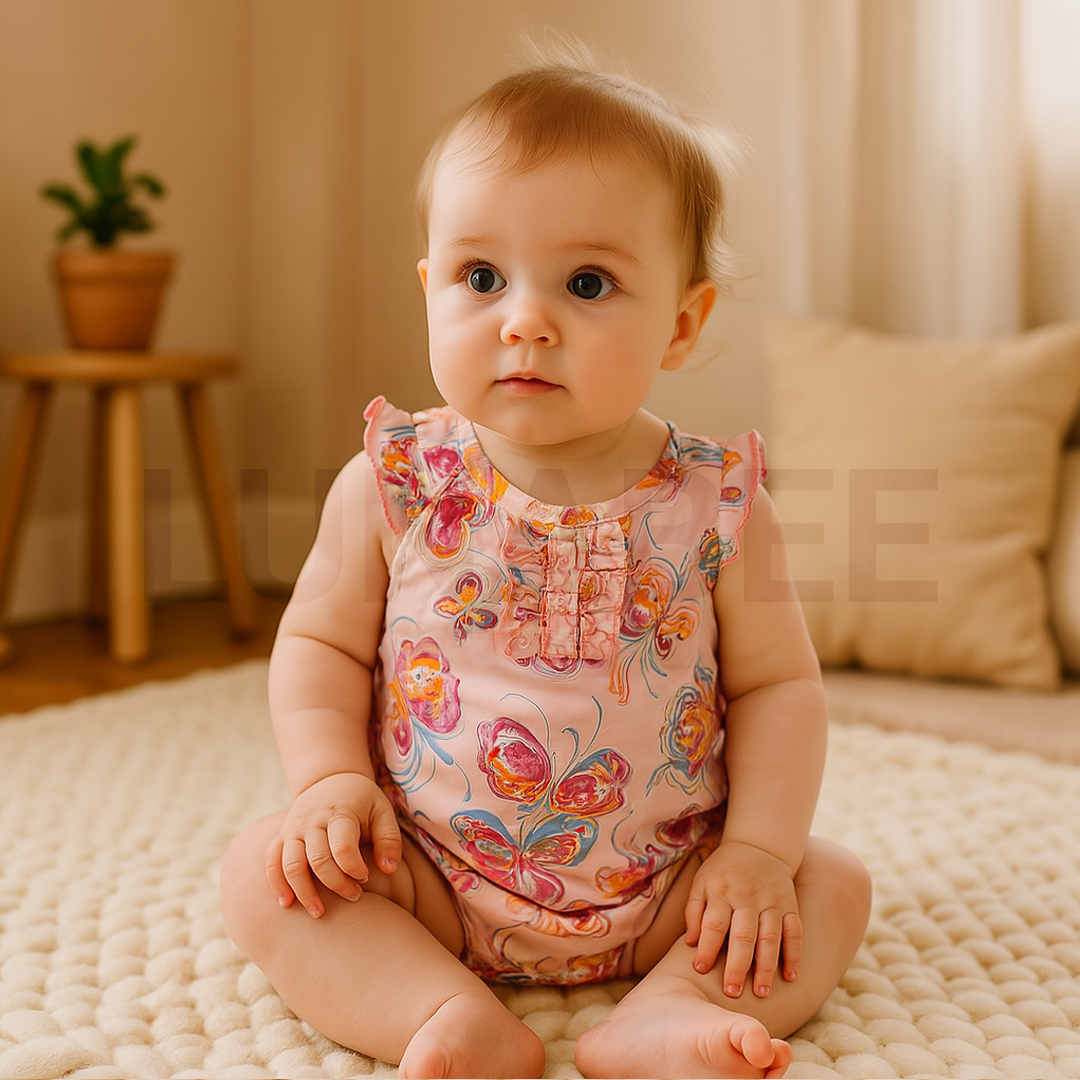 PINK BUTTERFLY PRINTED ONESIE