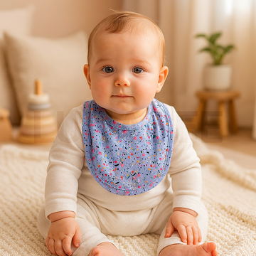 BLUE FLORAL ROUND BIB