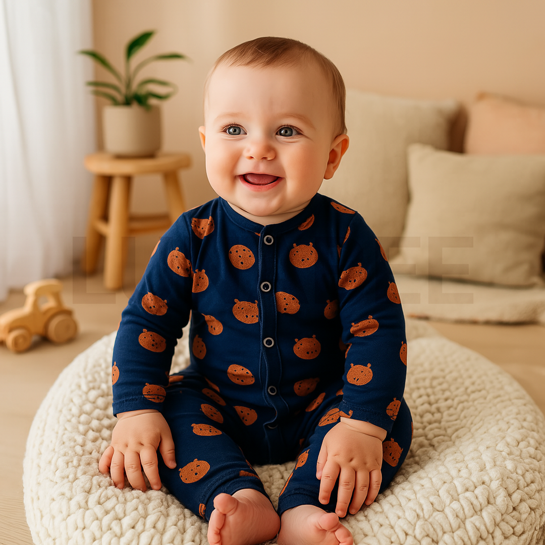 NAVY BLUE COOKIE ROMPER