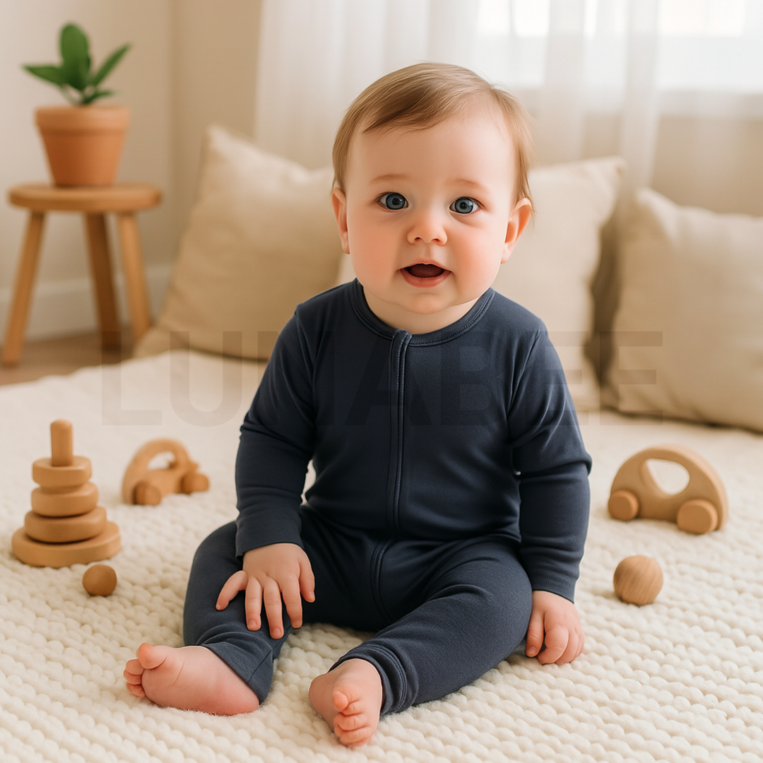 DARK BLUE GREY PLAIN ROMPER