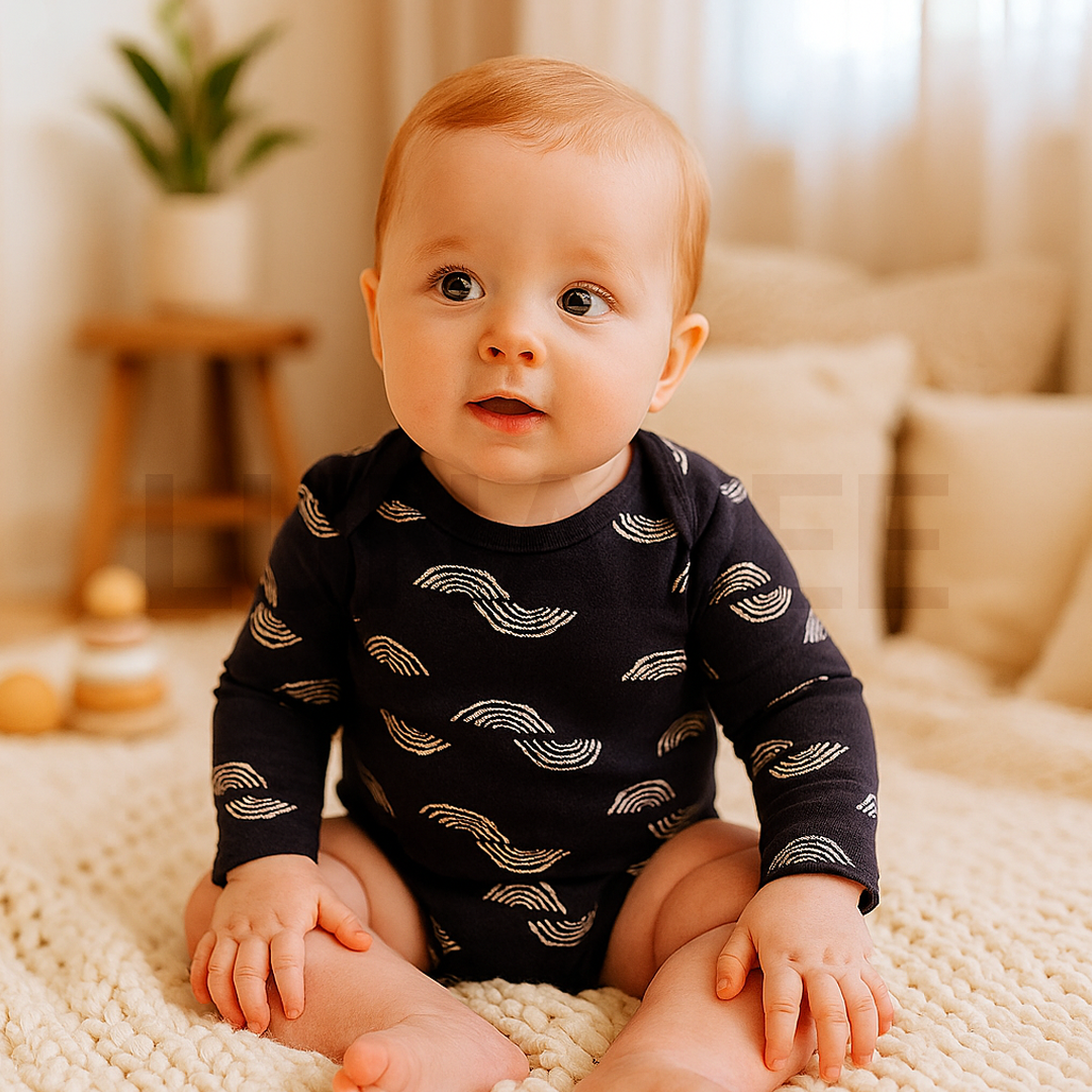 BLACK PRINTED ONESIE