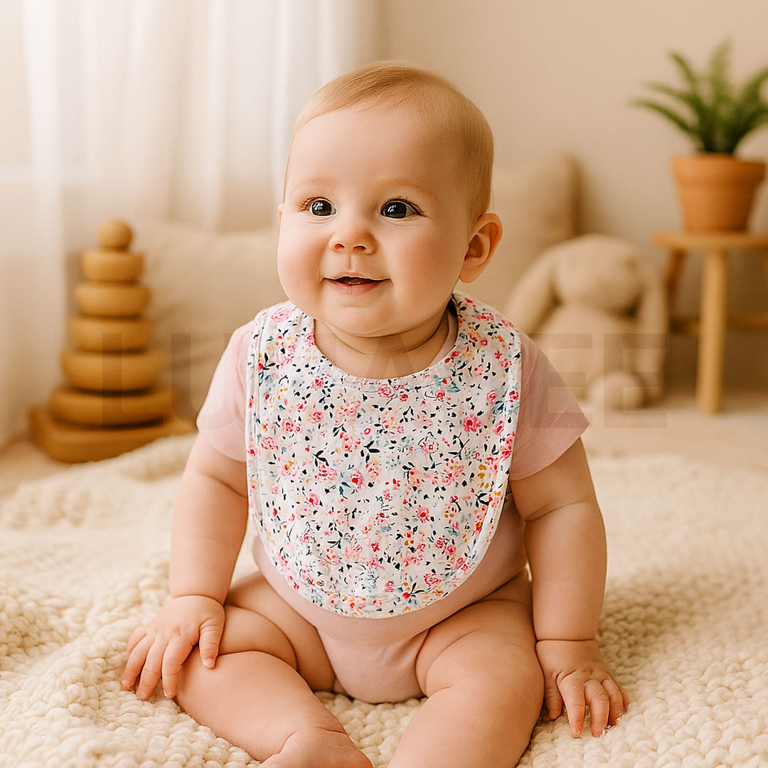 WHITE FLORAL PRINTED BIBS